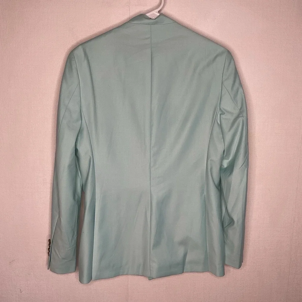 Fonte Mint Green Wool Blazer Mens Size 48 Gold‎ Embroidery Mandarin Stand Collar